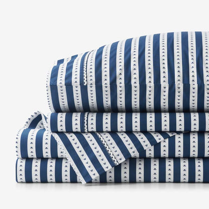 Mini-Prints Garment Washed Cotton Percale Bed Sheet Set