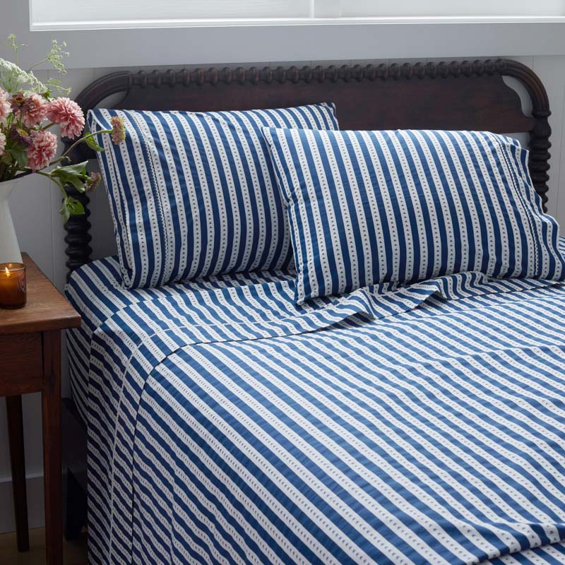 Mini-Prints Garment Washed Cotton Percale Bed Sheet Set