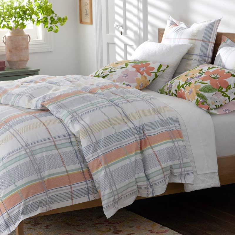 Alder Plaid Classic Cool Cotton Percale Duvet Cover