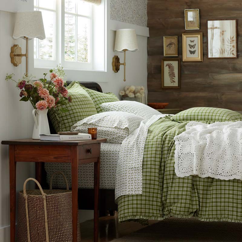 Mini-Prints Garment Washed Cotton Percale Bed Sheet Set