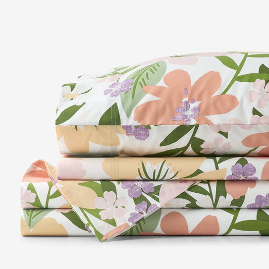 Whimsy Garden Classic Cool Cotton Percale Bed Sheet Set