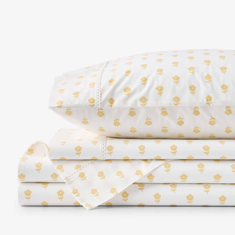 Mini-Prints Garment Washed Cotton Percale Bed Sheet Set