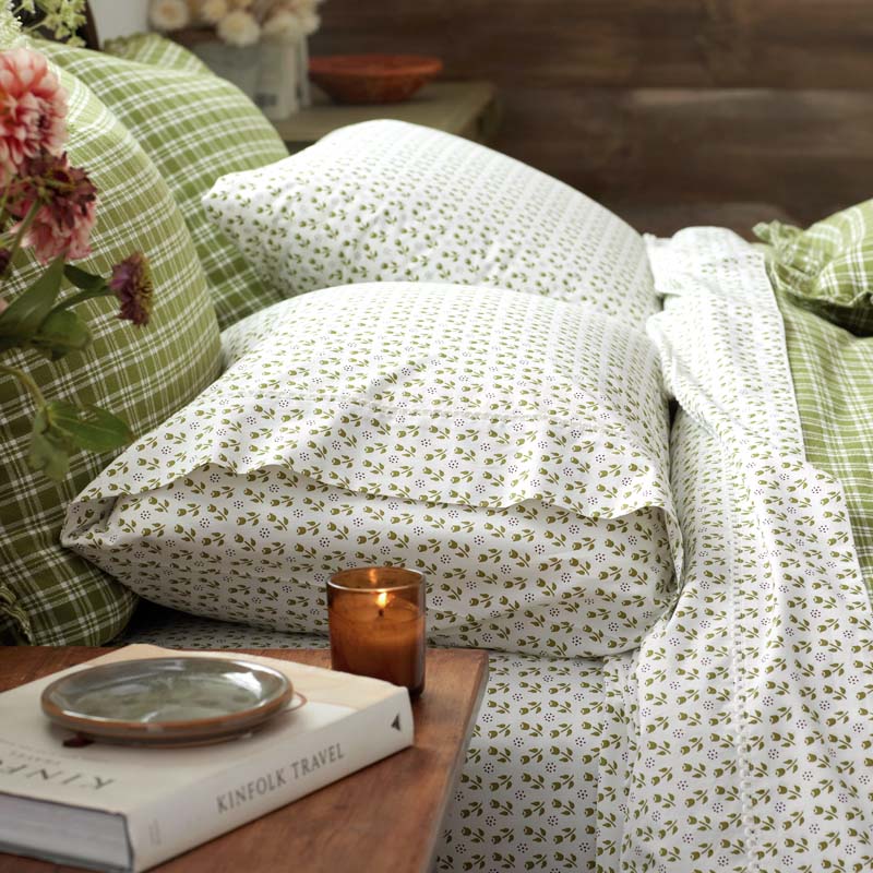 Mini-Prints Garment Washed Cotton Percale Bed Sheet Set