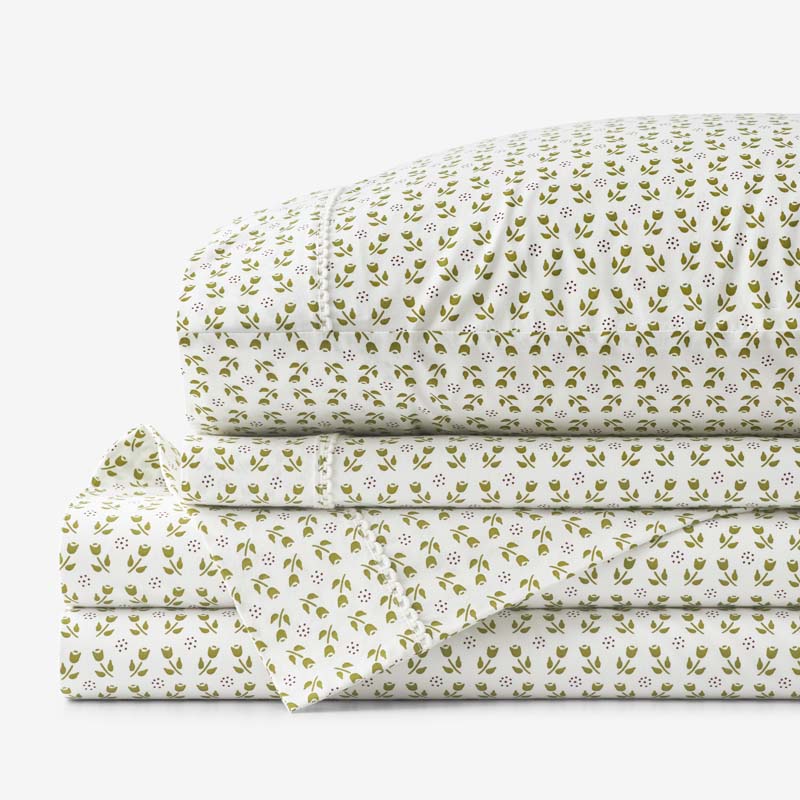 Mini-Prints Garment Washed Cotton Percale Bed Sheet Set