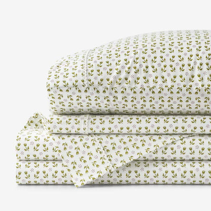 Mini-Prints Garment Washed Cotton Percale Bed Sheet Set