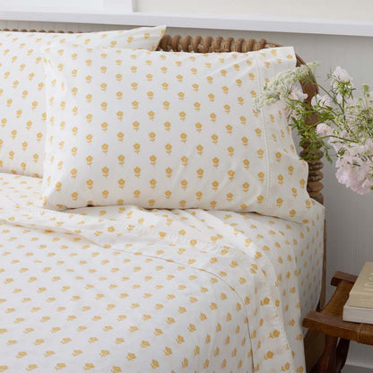 Mini-Prints Garment Washed Cotton Percale Bed Sheet Set