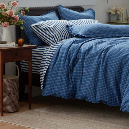 Mini-Prints Garment Washed Cotton Percale Bed Sheet Set