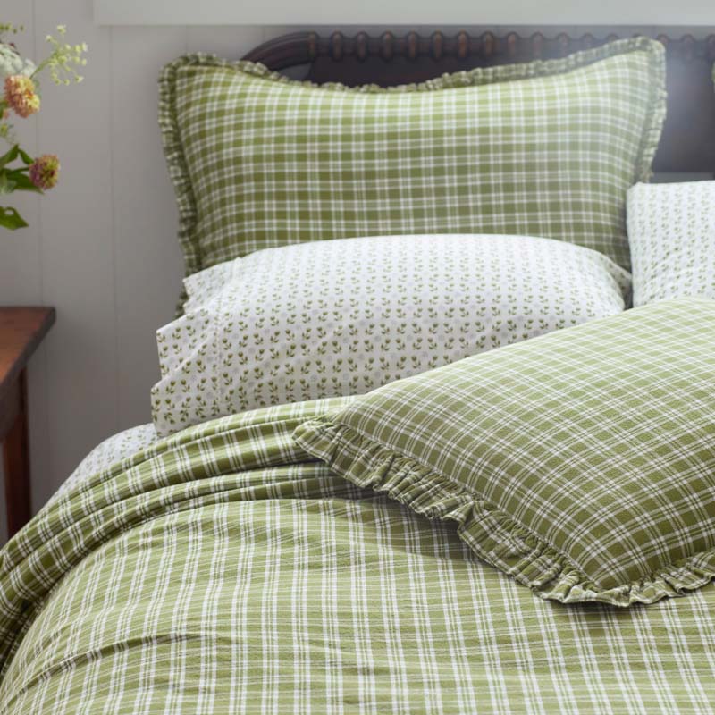 Mini-Prints Garment Washed Cotton Percale Bed Sheet Set