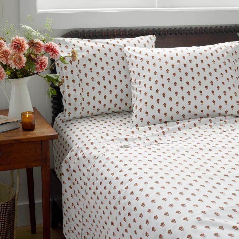 Mini-Prints Garment Washed Cotton Percale Bed Sheet Set