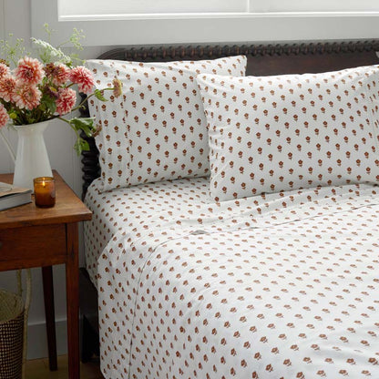 Mini-Prints Garment Washed Cotton Percale Bed Sheet Set