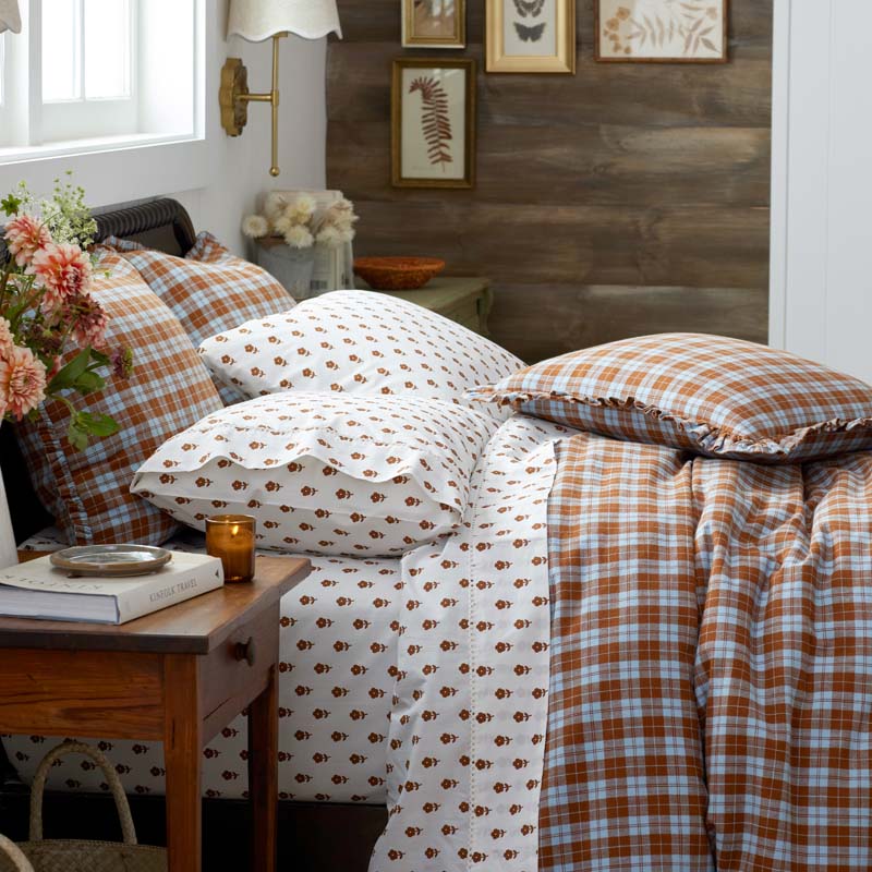 Mini-Prints Garment Washed Cotton Percale Bed Sheet Set