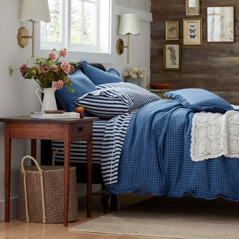 Mini-Prints Garment Washed Cotton Percale Bed Sheet Set