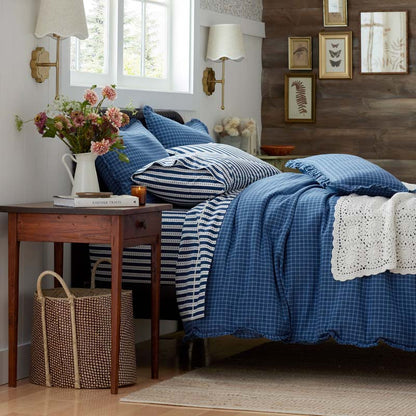 Mini-Prints Garment Washed Cotton Percale Bed Sheet Set