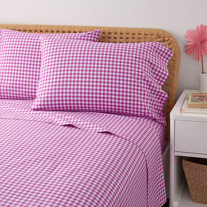 Gingham Classic Cool Organic Cotton Percale Bed Sheet Set