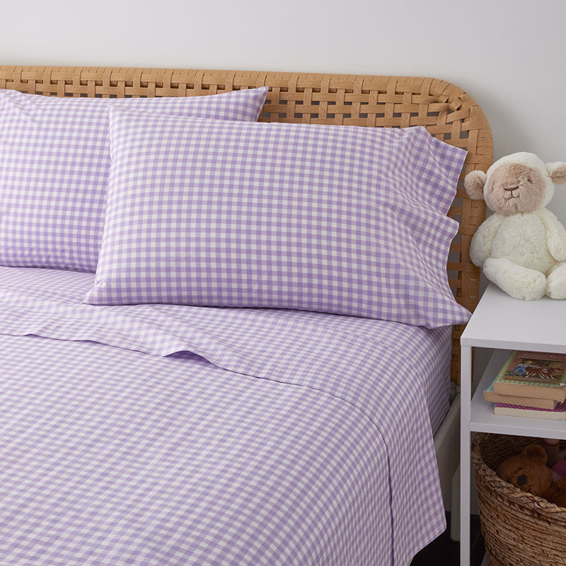 Gingham Classic Cool Organic Cotton Percale Bed Sheet Set