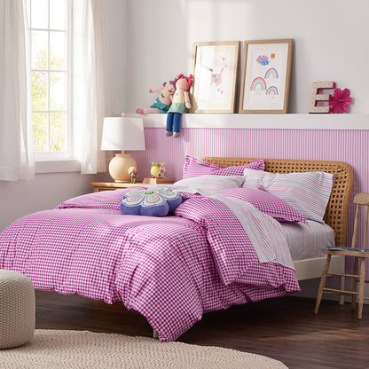 Gingham Classic Cool Organic Cotton Percale Bed Sheet Set