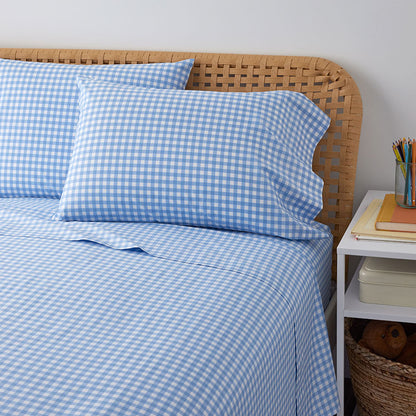 Gingham Classic Cool Organic Cotton Percale Bed Sheet Set