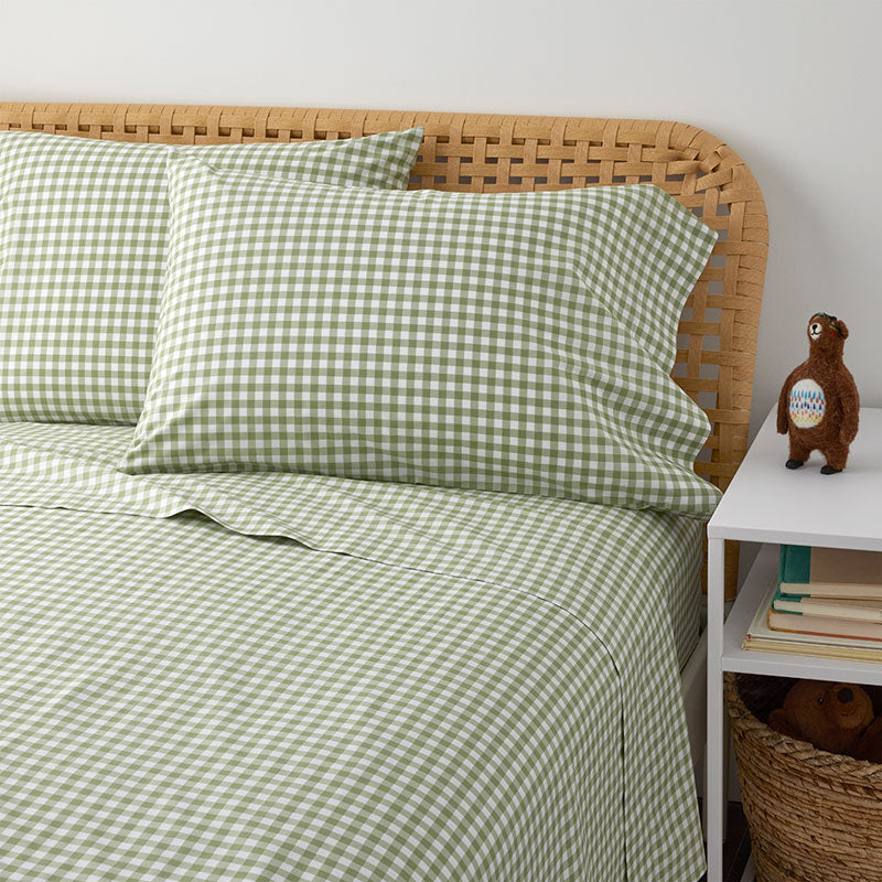 Gingham Classic Cool Organic Cotton Percale Bed Sheet Set