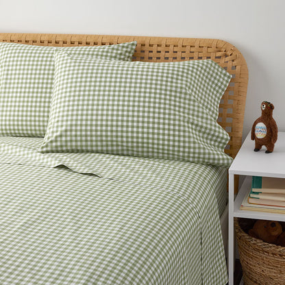 Gingham Classic Cool Organic Cotton Percale Bed Sheet Set