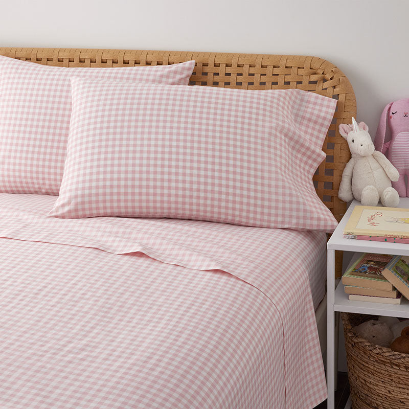 Gingham Classic Cool Organic Cotton Percale Bed Sheet Set