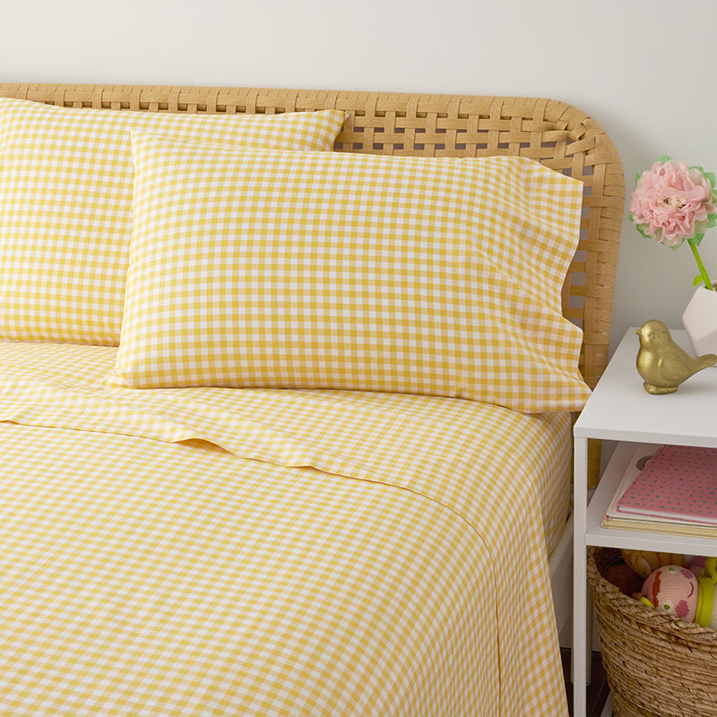 Gingham Classic Cool Organic Cotton Percale Bed Sheet Set