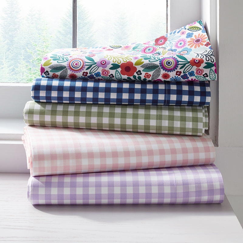 Gingham Classic Cool Organic Cotton Percale Bed Sheet Set