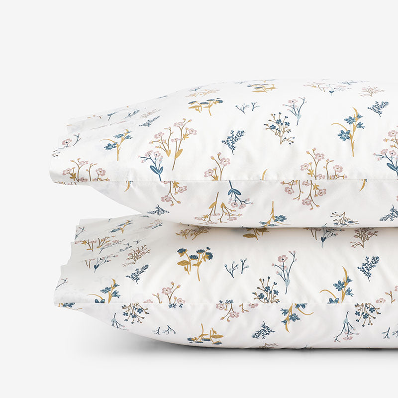 Blooming Bouquet Garment Washed Cotton Percale Pillowcase Set