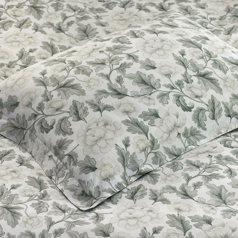 Elegant Floral Garment Washed Cotton Percale Reversible Sham