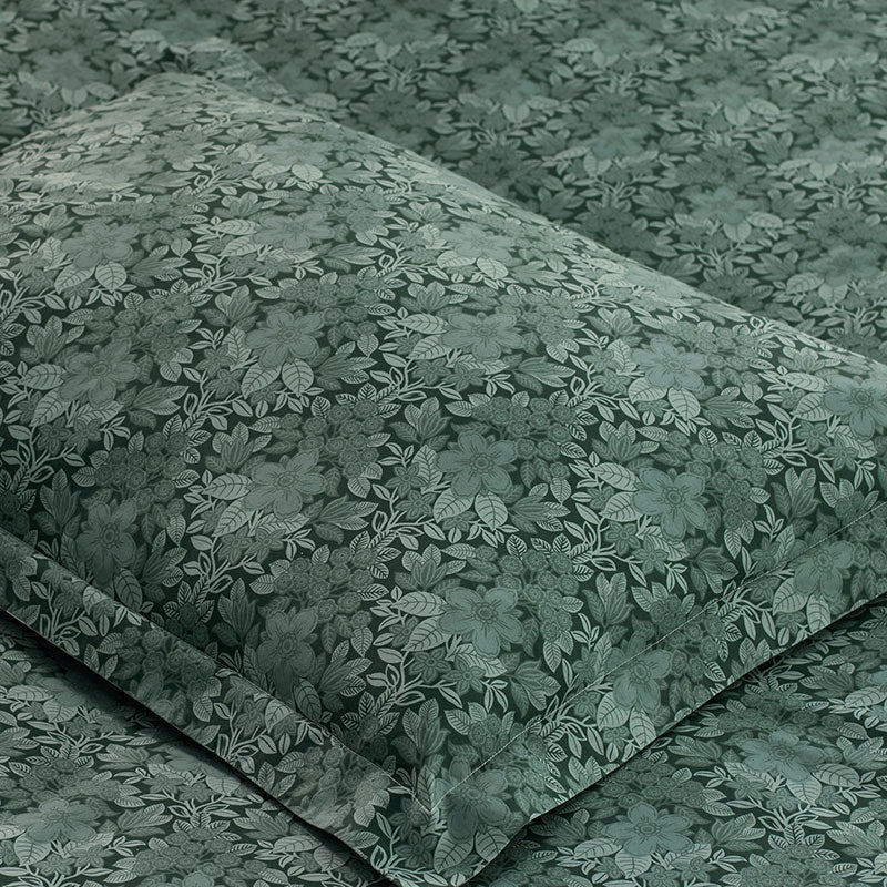 Elegant Floral Garment Washed Cotton Percale Reversible Sham