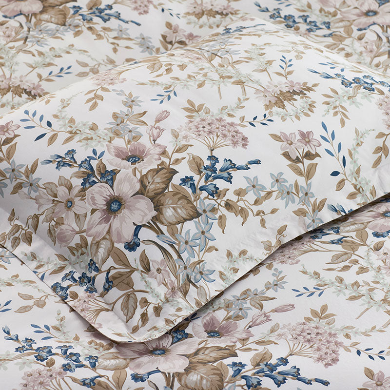 Blooming Floret Garment Washed Cotton Percale Reversible Duvet Cover Set