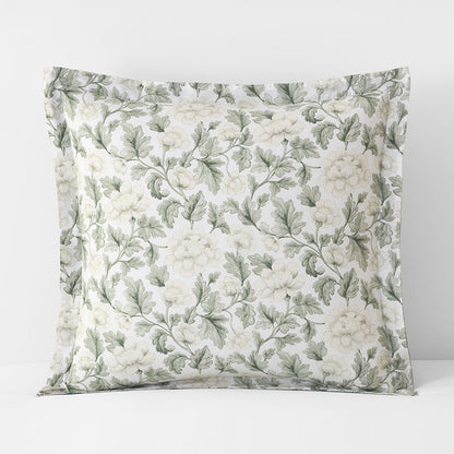 Elegant Floral Garment Washed Cotton Percale Reversible Sham