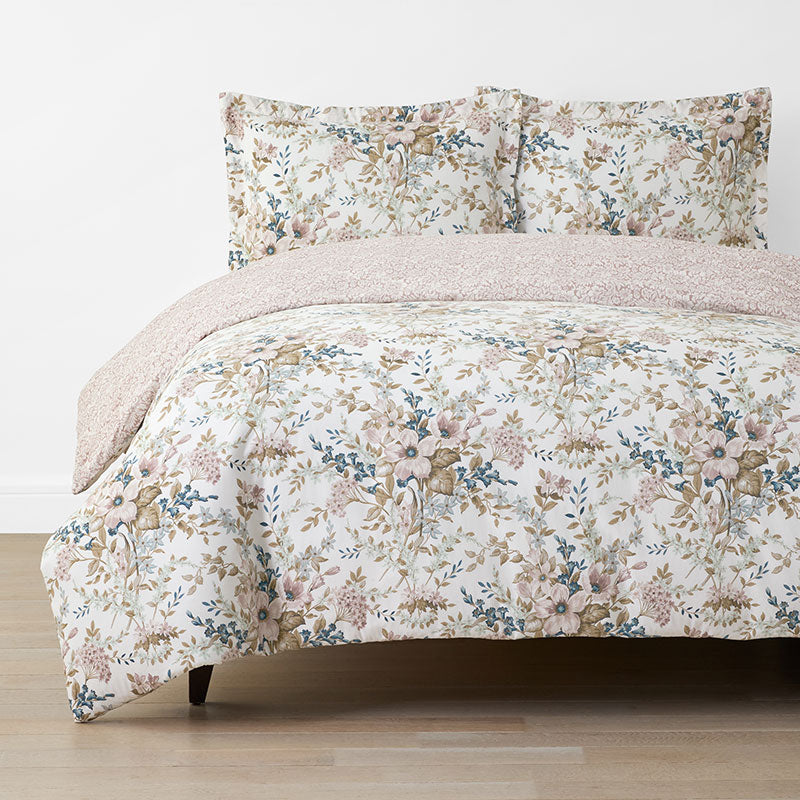 Blooming Floret Garment Washed Cotton Percale Reversible Duvet Cover Set
