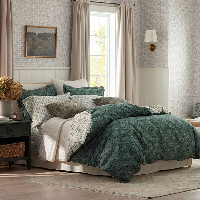 Elegant Floral Garment Washed Cotton Percale Reversible Sham