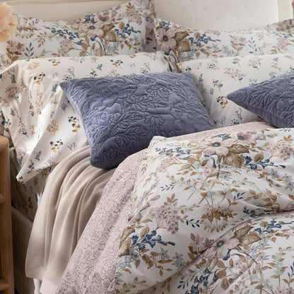Blooming Floret Garment Washed Cotton Percale Reversible Duvet Cover Set