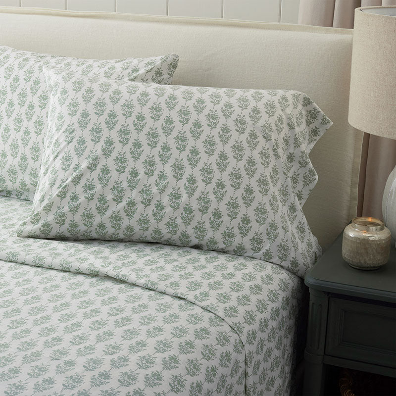 Fancy Blossom Garment Washed Cotton Percale Bed Sheet Set