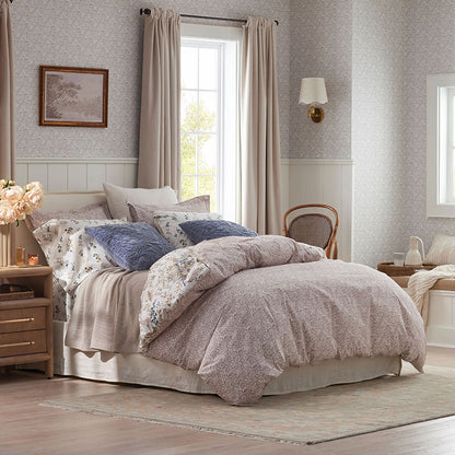 Blooming Floret Garment Washed Cotton Percale Reversible Duvet Cover Set