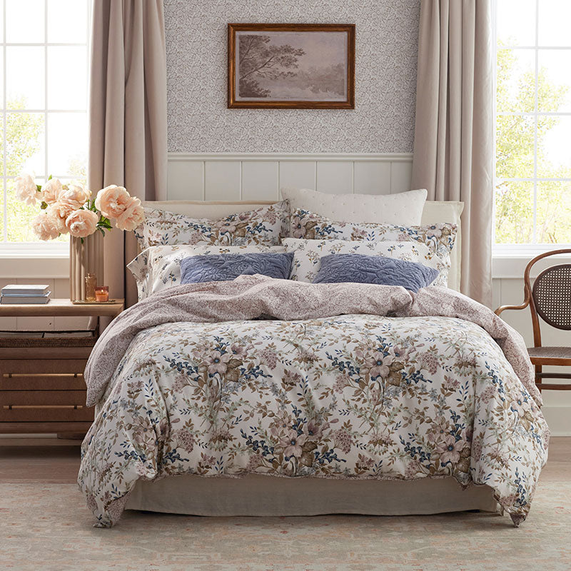 Blooming Floret Garment Washed Cotton Percale Reversible Comforter Set