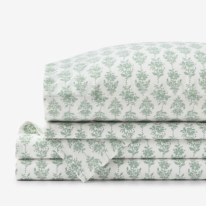 Fancy Blossom Garment Washed Cotton Percale Bed Sheet Set