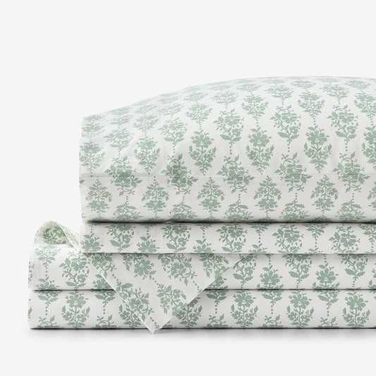 Fancy Blossom Garment Washed Cotton Percale Bed Sheet Set