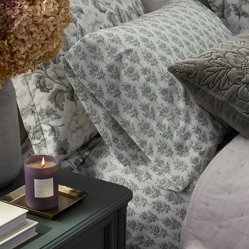 Fancy Blossom Garment Washed Cotton Percale Bed Sheet Set