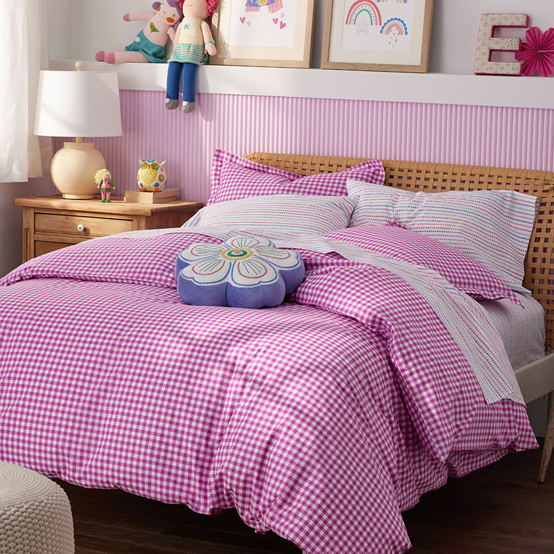 Gingham Classic Cool Organic Cotton Percale Bed Sheet Set