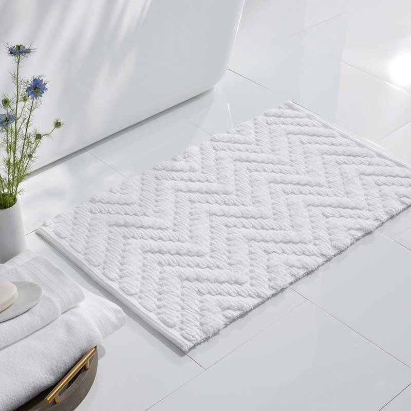 Textured Handwoven Cotton Bath Rug