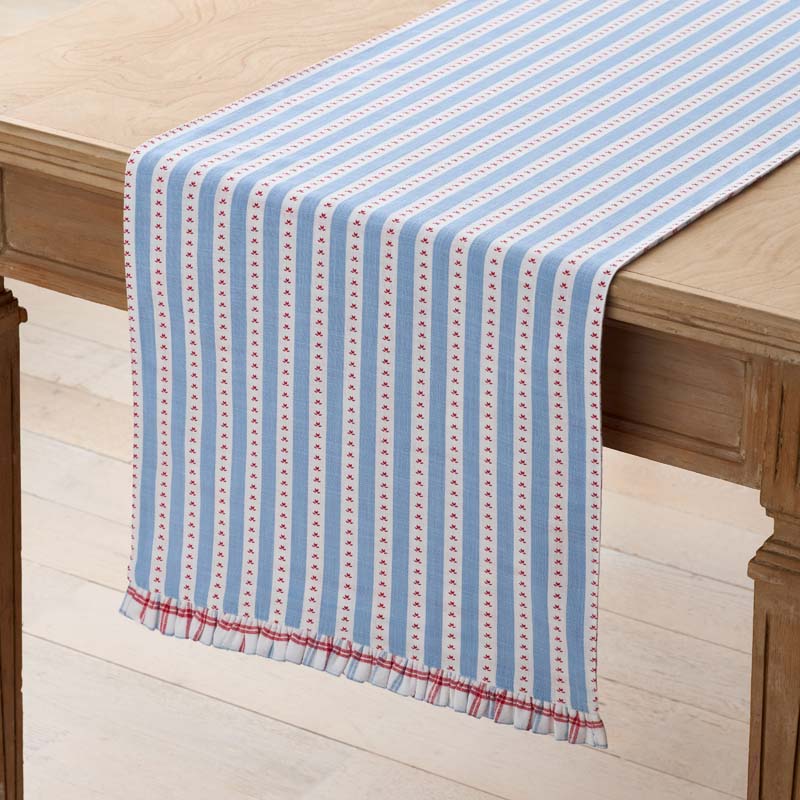 Flowers & Plaid Yarn-Dyed Reversible Table Runner