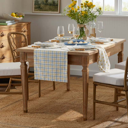 Flowers & Plaid Yarn-Dyed Reversible Table Runner