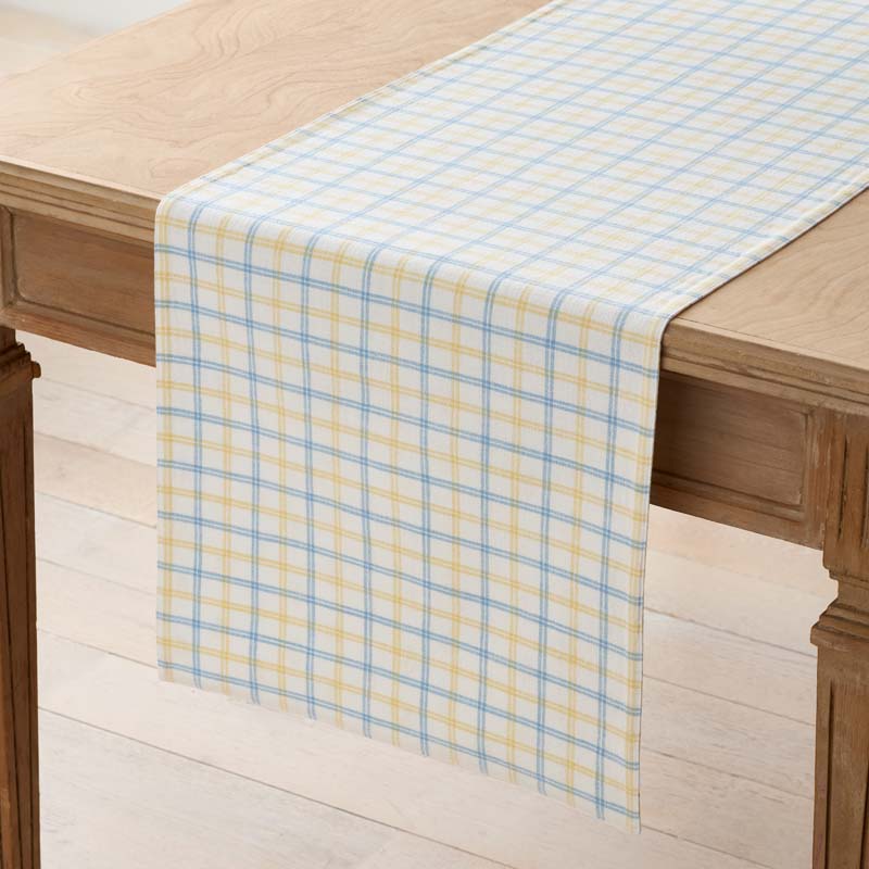 Flowers & Plaid Yarn-Dyed Reversible Table Runner