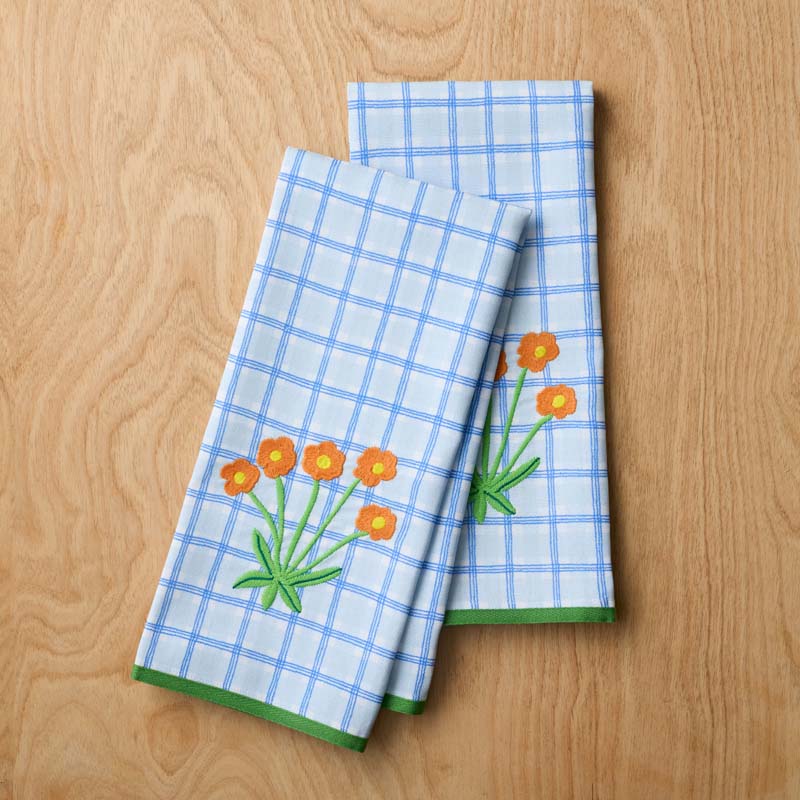 Floral Plaid Kitchen Towel Sets