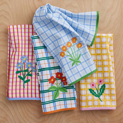 Floral Plaid Kitchen Towel Sets