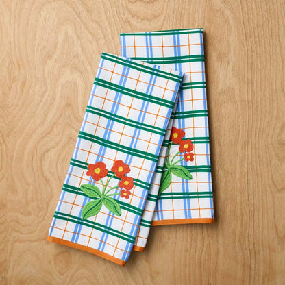 Floral Plaid Kitchen Towel Sets