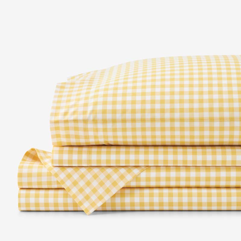 Gingham Classic Cool Organic Cotton Percale Bed Sheet Set