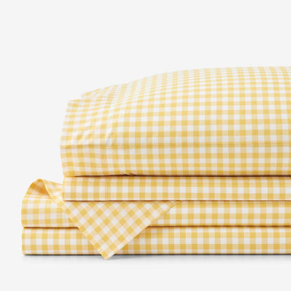 Gingham Classic Cool Organic Cotton Percale Bed Sheet Set